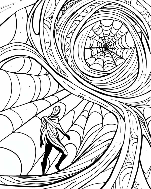 African folklore coloring page of Anansi climbing to the sky