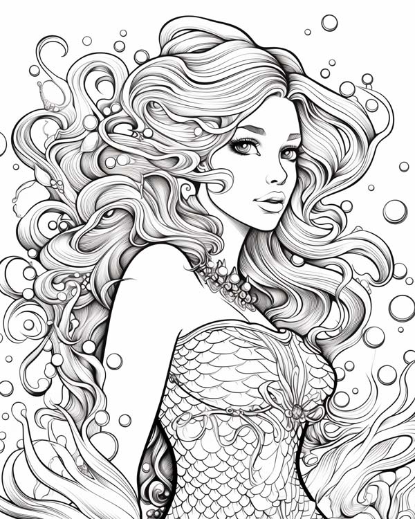 African folklore coloring page of Oshun the water goddess