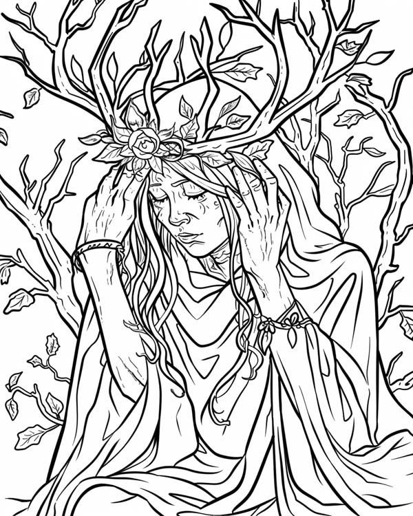 European folklore coloring page of Black Annis