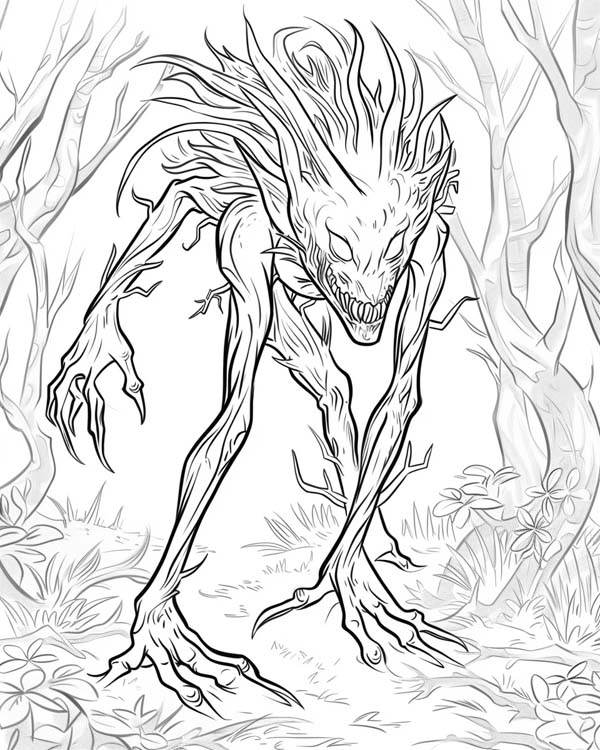 European folklore coloring page of a Leshy