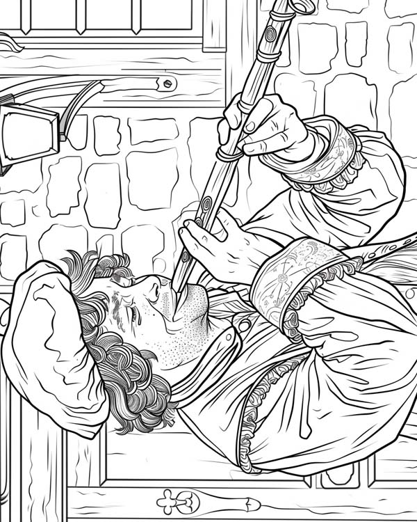 European folklore coloring page of the Pied Piper