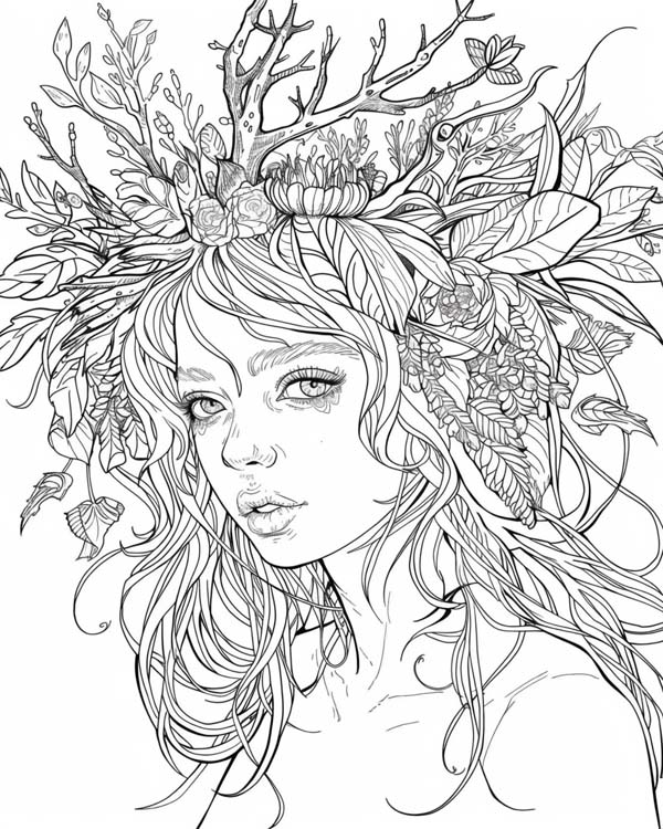 European folklore coloring page of a Spriggan