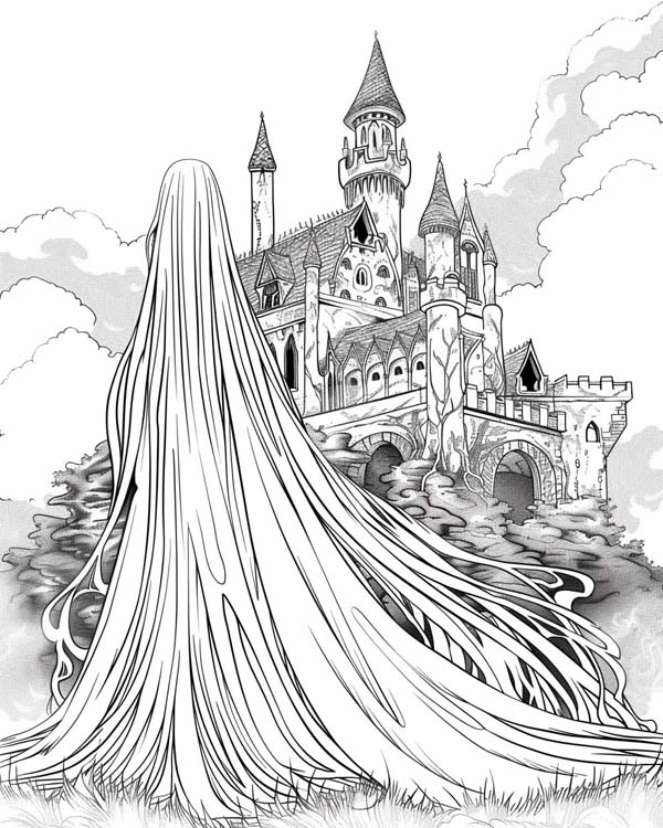 European folklore coloring page of the White Lady