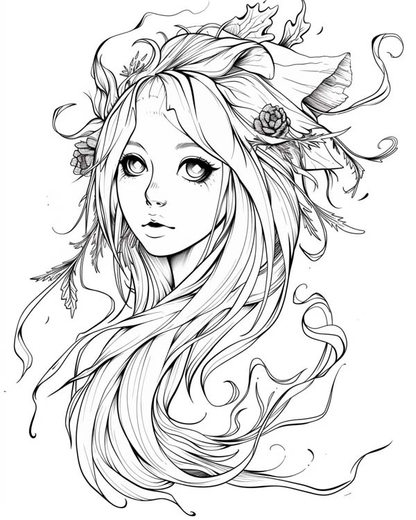 European folklore coloring page of a Will-o-wisp