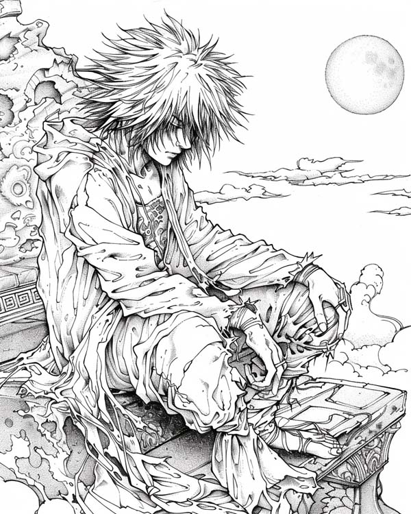European folklore coloring page of the Sandman