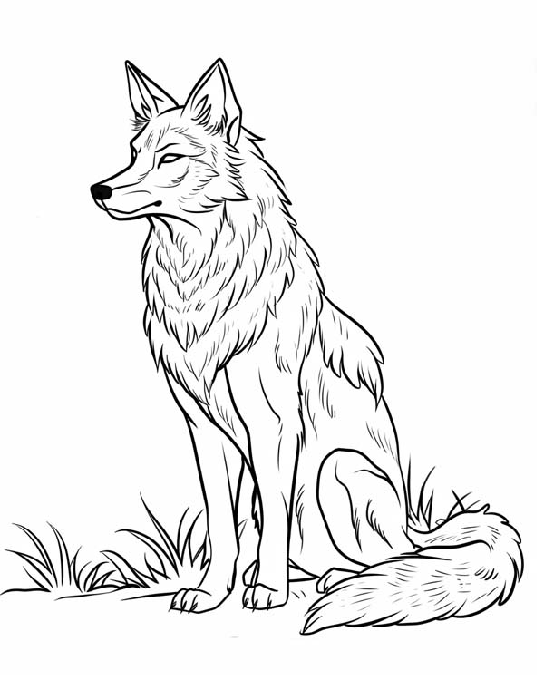 Native American folklore coloring page of coyote
