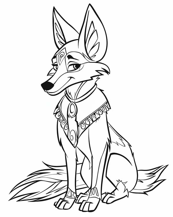 Native American folklore coloring page of playful coyote