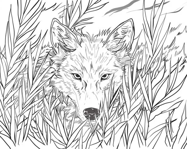 Native American folklore coloring page of sneaky coyote