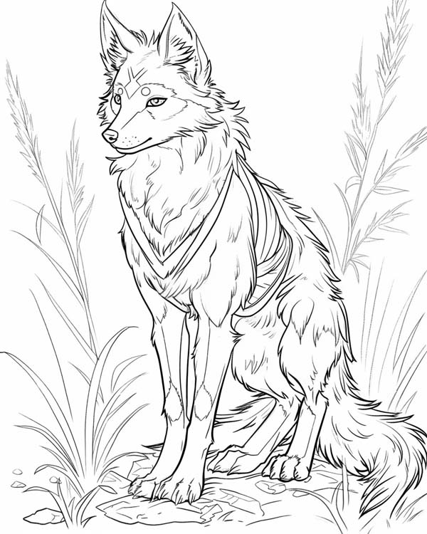 Native American folklore coloring page of coyote the guide