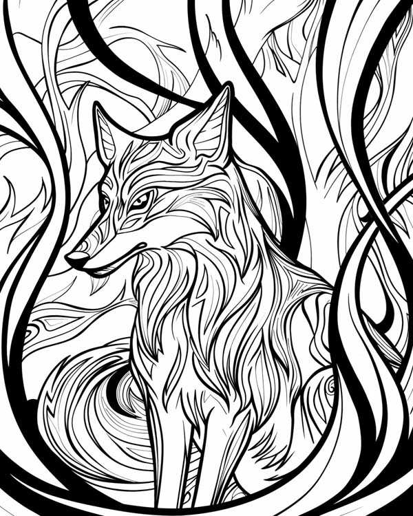 Native American folklore coloring page of coyote the Creator
