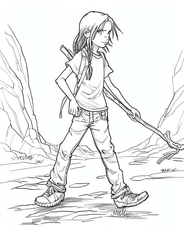 Native American folklore coloring page of coyote as a boy