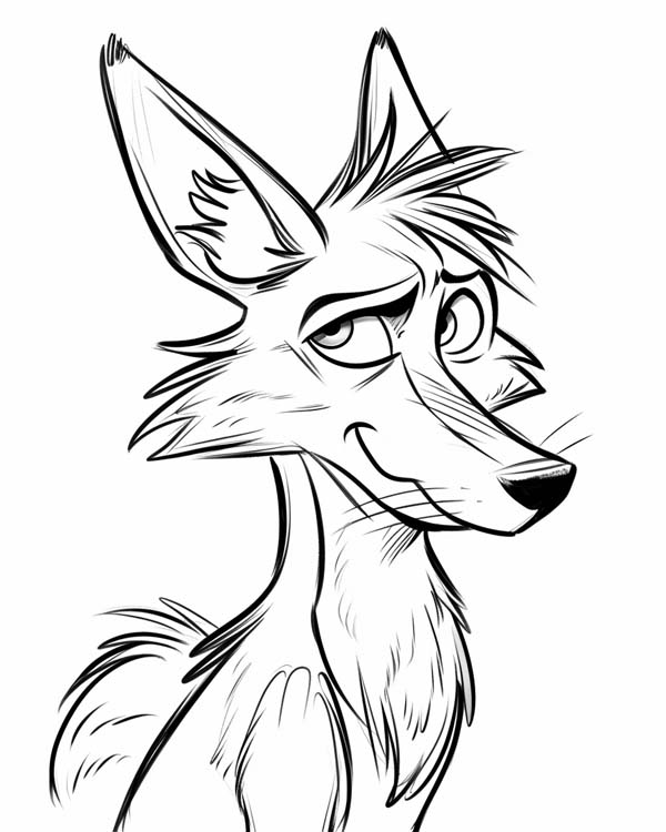 Native American folklore coloring page of Mischievous coyote