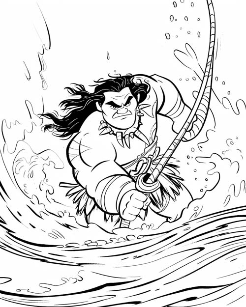 Polynesian folklore coloring page of Maui