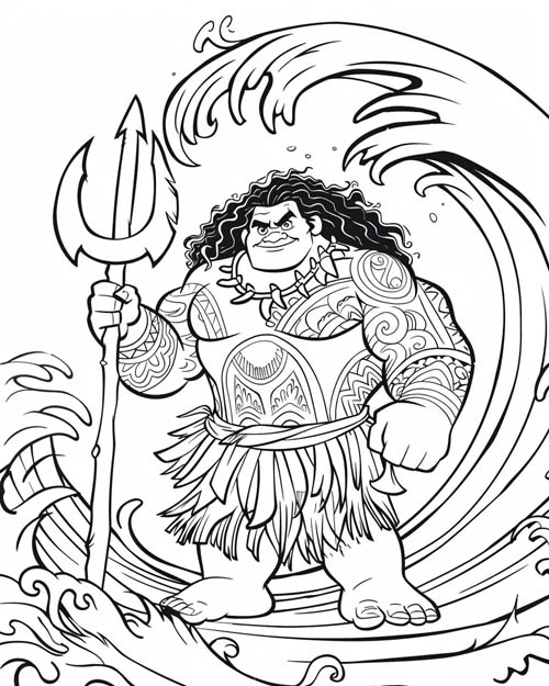 Polynesian folklore coloring page of Maui