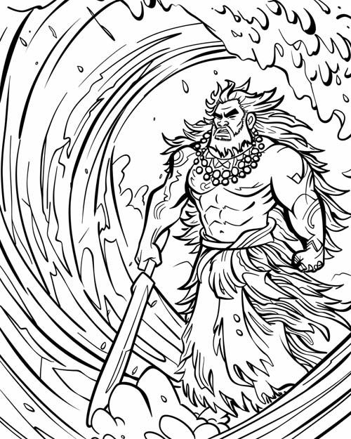 Polynesian folklore coloring page of Maui
