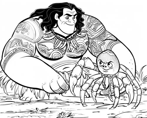 Polynesian folklore coloring page of Maui