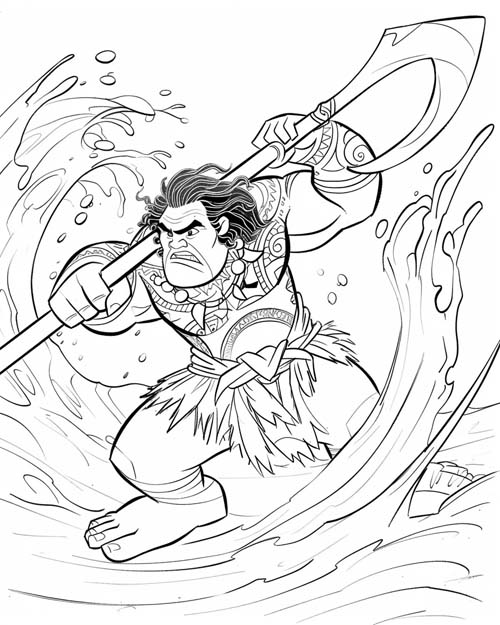 Polynesian folklore coloring page of Maui