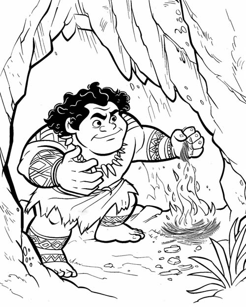 Polynesian folklore coloring page of Maui