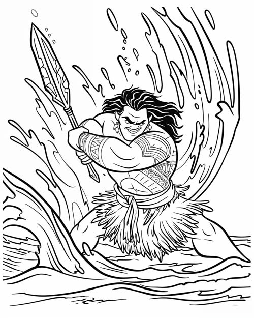 Polynesian folklore coloring page of Maui