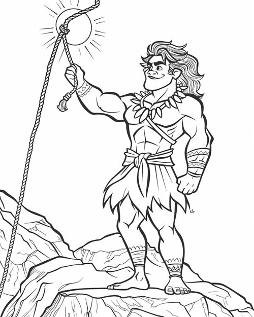 Polynesian folklore coloring page of Maui