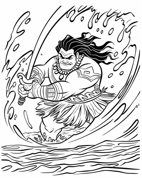 Polynesian folklore coloring page of Maui