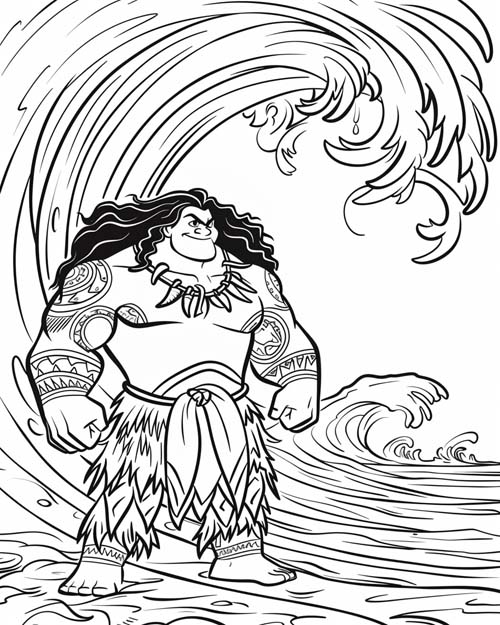 Polynesian folklore coloring page of Maui