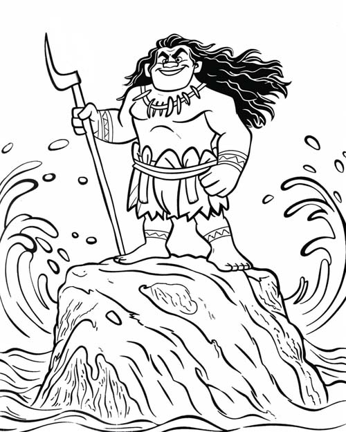 Polynesian folklore coloring page of Maui