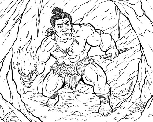 Polynesian folklore coloring page of Maui