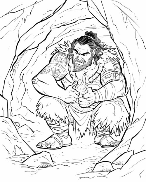 Polynesian folklore coloring page of Maui