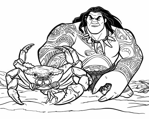 Polynesian folklore coloring page of Maui
