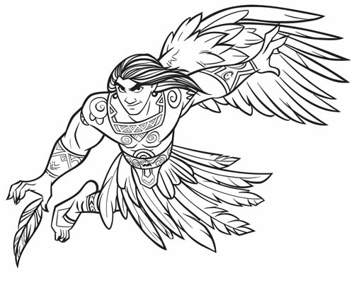 Polynesian folklore coloring page of Maui