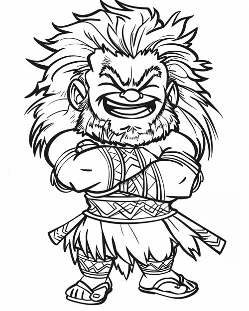 kawaii coloring page of Maui