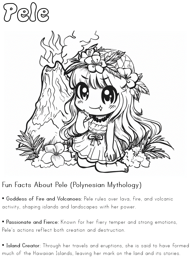 informational worksheet of Pele, Volcano and Fire goddess
