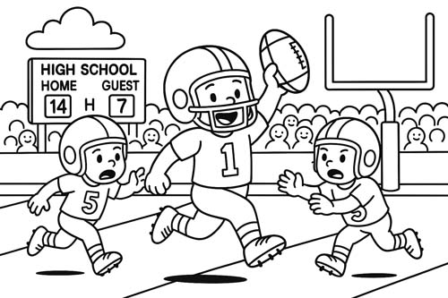 cute coloring page of a football game