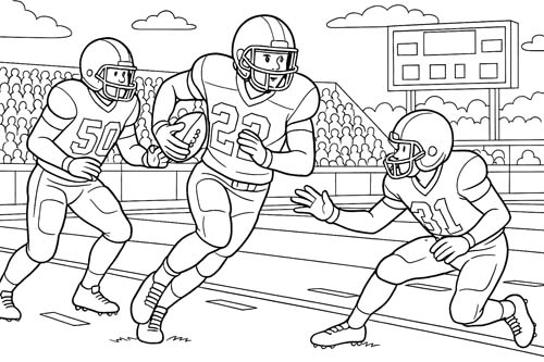 coloring page of a high school football game