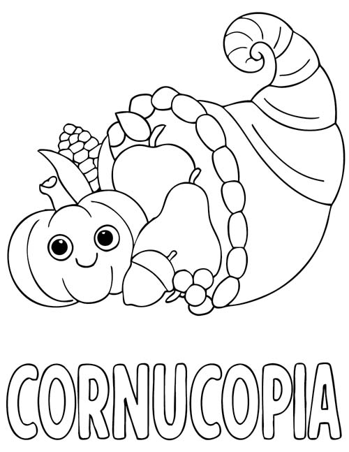 labeled cornucopia coloring page