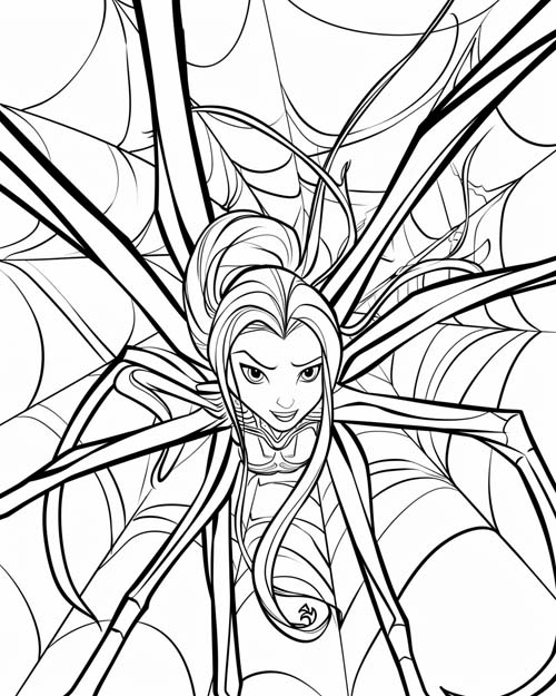 coloring page of Arachne as a spider