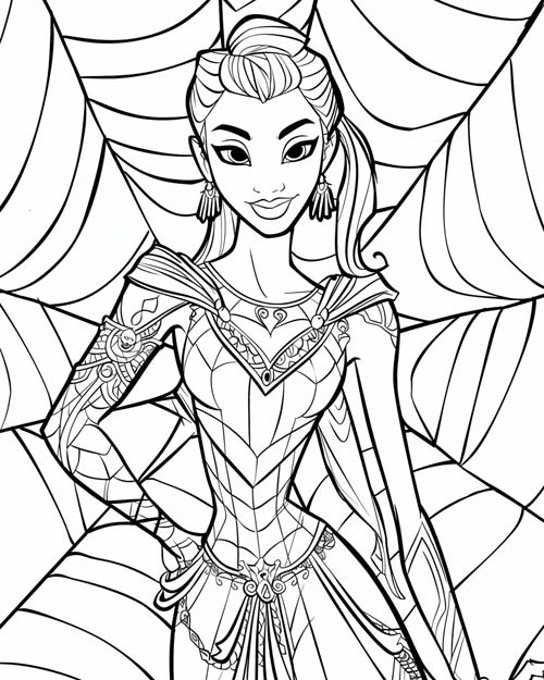 coloring page of Arachne as a spider