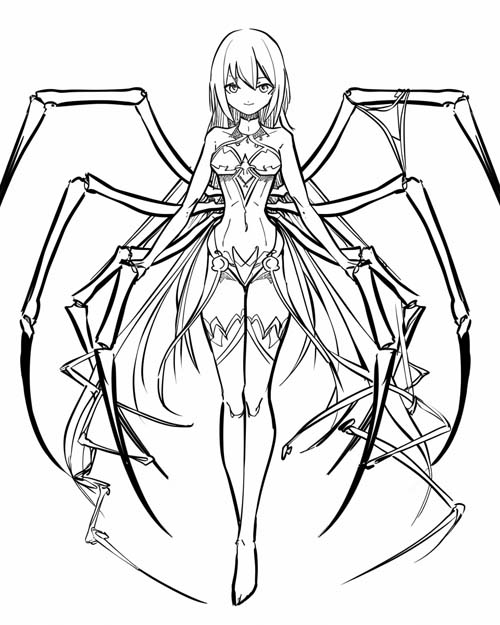 coloring page of Arachne as a spider