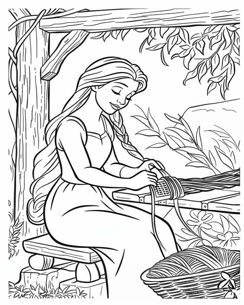 coloring page of Arachne weaving