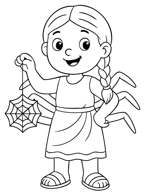 coloring page of Arachne the weaver