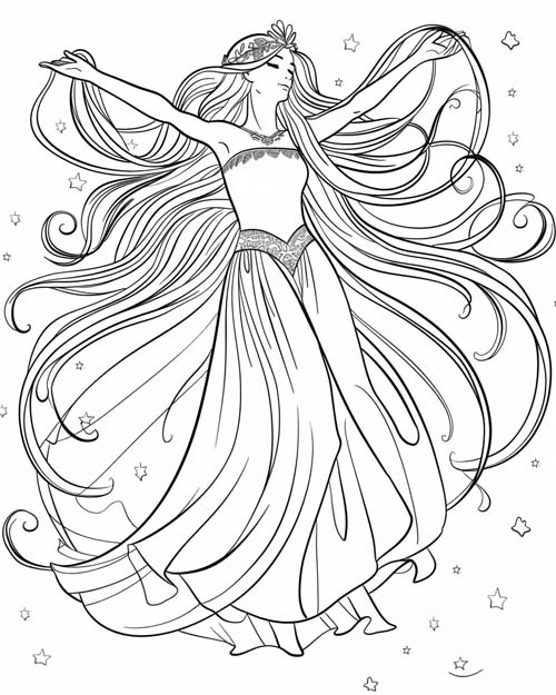 coloring page of Ariadne dancing