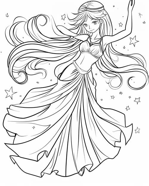 coloring page of Ariadne dancing