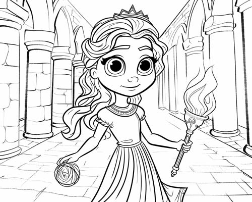 coloring page of Ariadne and the labyrinth