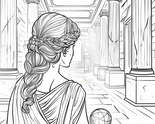 coloring page of Ariadne and the labyrinth