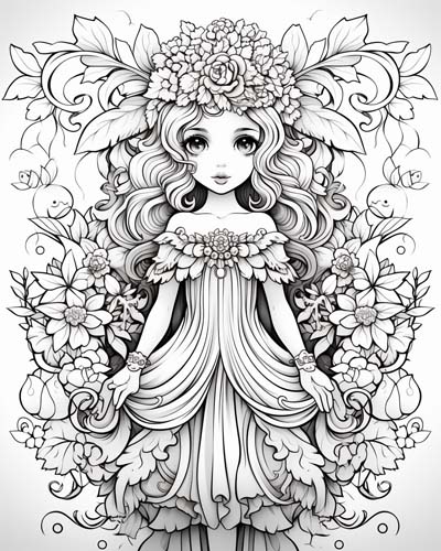 cute Demeter, goddess of agriculture coloring page