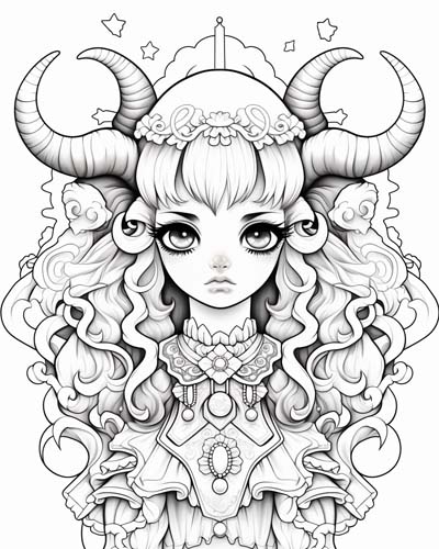 kawaii Hecate coloring page