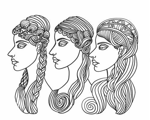 coloring page of Hecate, the triple goddess
