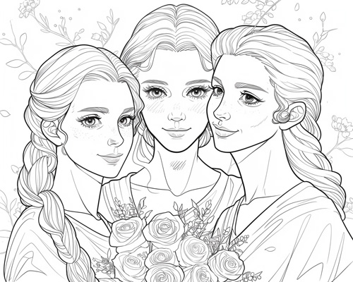 coloring page of Hecate, the triple goddess