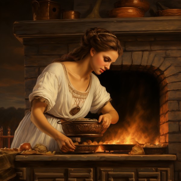 artwork of Hestia, goddess of hearth and home